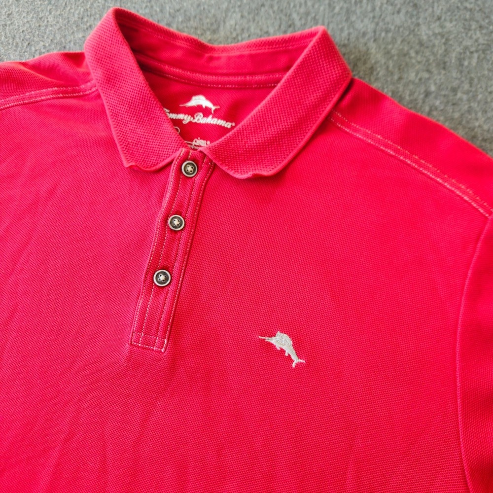 Tommy Bahama Mens Large Supima Cotton Emfielder Polo Marlin Logo Activewear Golf